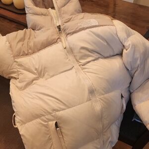 The North Face Beige and Cream Puffer Jacket